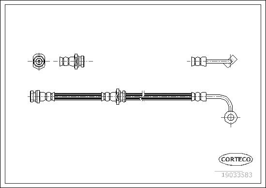 CORTECO Bremseslange 19033583 Bagaksel venstre for HYUNDAI