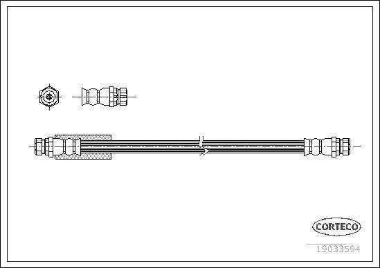 CORTECO Bremseslange 19033594 bagaksel for VW