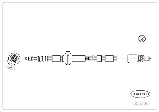 CORTECO Bremseslange 19033604 foraksel for FORD