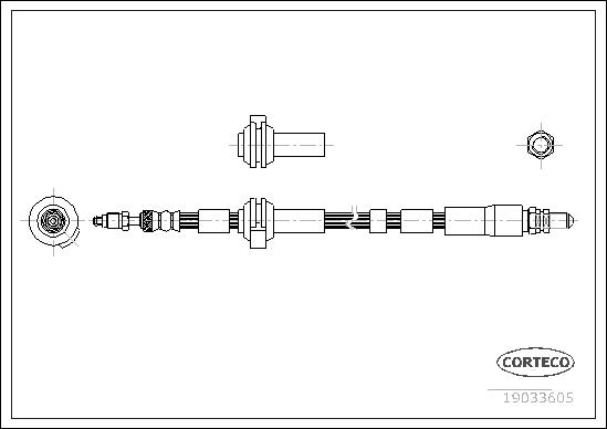 CORTECO Bremseslange 19033605 foraksel for FORD