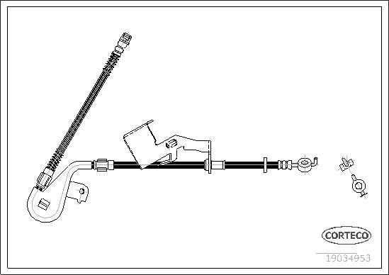 CORTECO Bremseslange 19034953 venstre foraksel for PEUGEOT