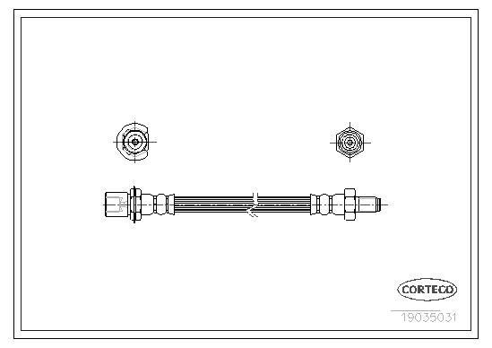 CORTECO Bremseslange 19035031 Bagaksel venstre for TOYOTA