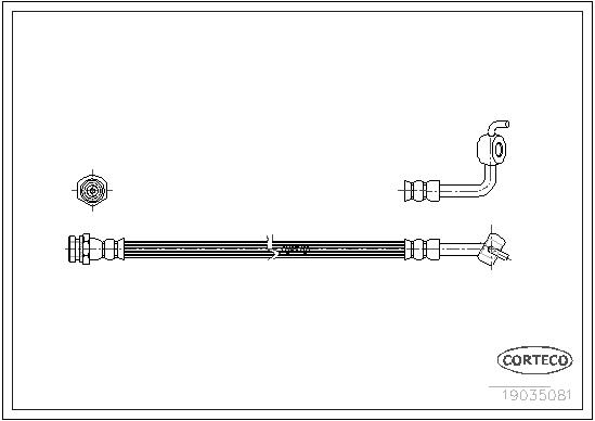 CORTECO Bremseslange 19035081 Bagaksel venstre for MAZDA