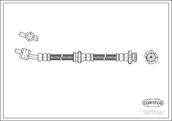 CORTECO Bremseslange 19035087 højre foraksel for NISSAN