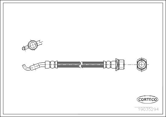 CORTECO Bremseslange 19035294 Bagaksel venstre for TOYOTA