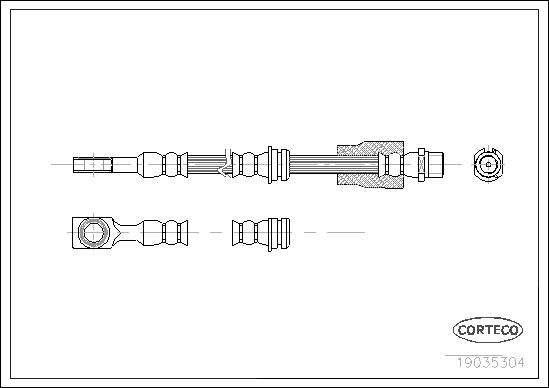 CORTECO Bremseslange 19035304 foraksel for VAUXHALL OPEL GENERAL MOTORS