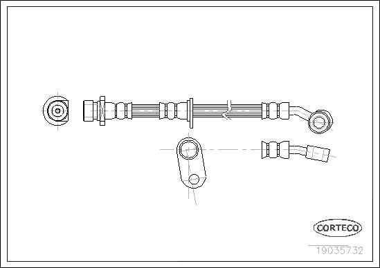 CORTECO Bremseslange 19035732 venstre foraksel for HONDA