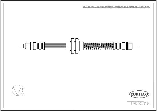 CORTECO Bremseslange 19035818 foraksel for RENAULT