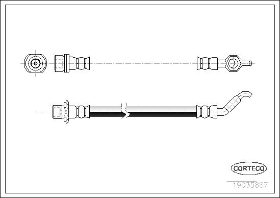 CORTECO Bremseslange 19035887 bagaksel for TOYOTA