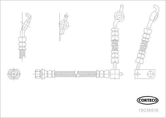 CORTECO Bremseslange 19036616 bagaksel for TOYOTA