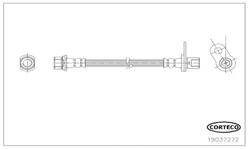 CORTECO Bremseslange 19037272 ydre for TOYOTA