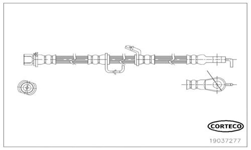 CORTECO Bremseslange 19037277 højre foraksel for TOYOTA