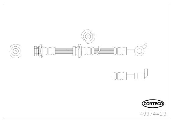 CORTECO Bremseslange 49374423 Bagaksel venstre for NISSAN