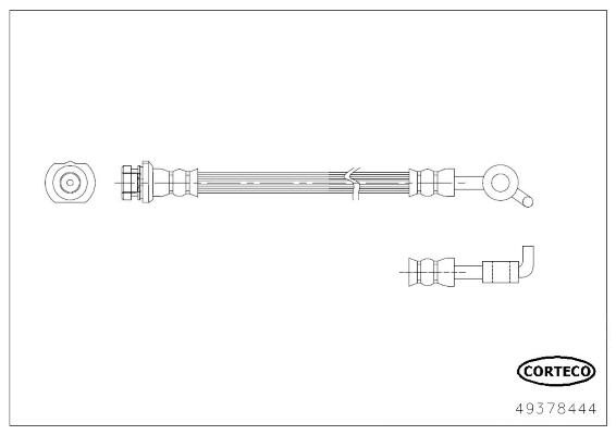 CORTECO Bremseslange 49378444 Bagaksel højre for NISSAN