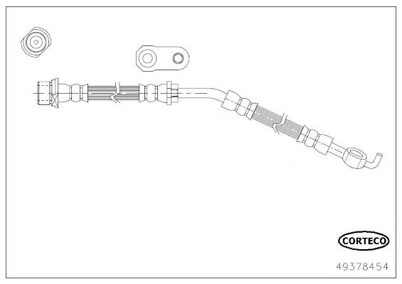 CORTECO Bremseslange 49378454 højre foraksel for TOYOTA