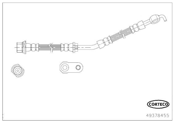 CORTECO Bremseslange 49378455 venstre foraksel for TOYOTA