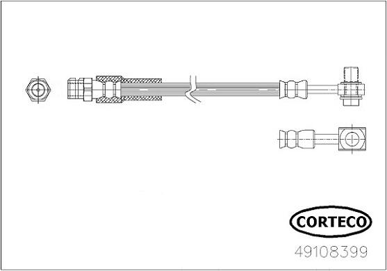 CORTECO Bremseslange 49108399 bagaksel for VW