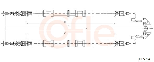 COFLE Håndbremsekabel 115764 bag for OPEL