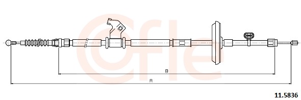 COFLE Håndbremsekabel 115836 højre for CHEVROLET