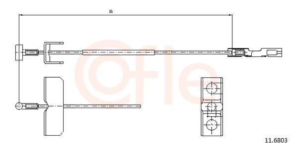 COFLE Håndbremsekabel 116803 midten for OPEL NISSAN RENAULT