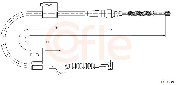 COFLE Håndbremsekabel 170338 højre for NISSAN