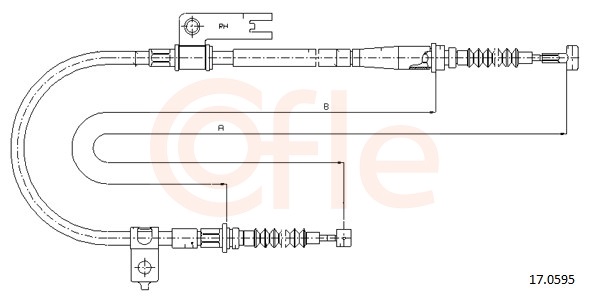 COFLE Håndbremsekabel 170595 højre for MAZDA