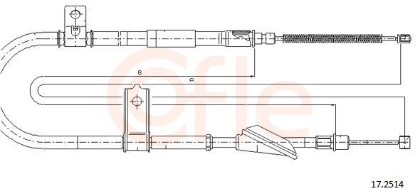 COFLE Håndbremsekabel 172514 højre for HYUNDAI