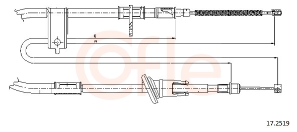 COFLE Håndbremsekabel 172519 højre for HYUNDAI