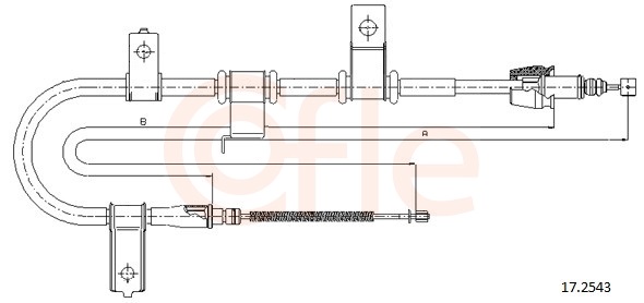 COFLE Håndbremsekabel 172543 højre for HYUNDAI