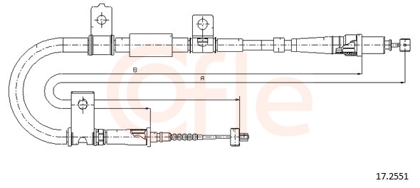 COFLE Håndbremsekabel 172551 højre for HYUNDAI