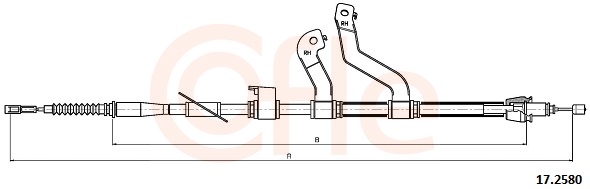 COFLE Håndbremsekabel 172580 højre for HYUNDAI