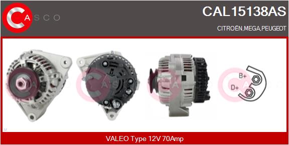 CASCO Generator CAL15138AS for CITROËN/PEUGEOT
