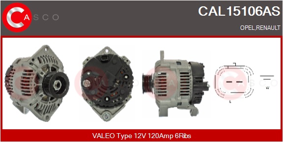 CASCO Generator cal15106as for OPEL RENAULT