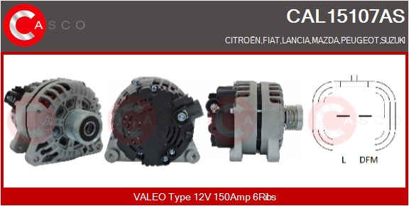 CASCO Generator cal15107as for BMW FIAT CITROËN/PEUGEOT LANCIA SUZUKI