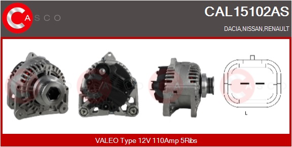 CASCO Generator cal15102as for MITSUBISHI GENERAL MOTORS NISSAN RENAULT