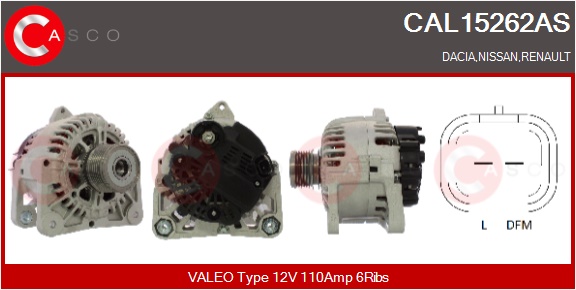 CASCO Generator cal15262as for RENAULT NISSAN