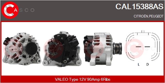 CASCO Generator cal15388as for CITROËN/PEUGEOT