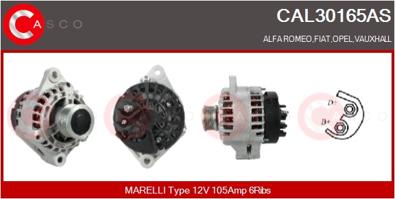 CASCO Generator cal30165as for OPEL FIAT CITROËN/PEUGEOT VAUXHALL VAG