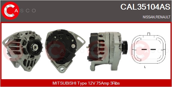 CASCO Generator cal35104as for GENERAL MOTORS MITSUBISHI NISSAN RENAULT