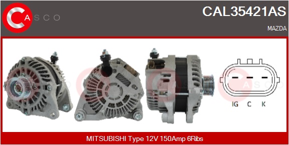 CASCO Generator CAL35421AS for MAZDA MITSUBISHI