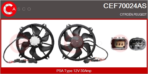 CASCO Elektromotor, kølerventilator CEF70024AS for CITROËN/PEUGEOT