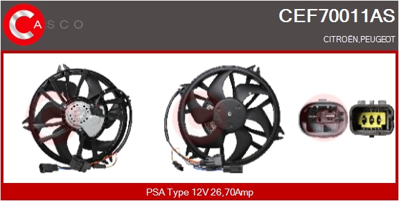 CASCO Elektromotor, kølerventilator CEF70011AS for CITROËN/PEUGEOT
