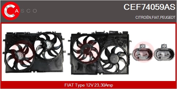 CASCO Elektromotor, kølerventilator CEF74059AS for FIAT CITROËN/PEUGEOT