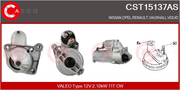 CASCO Starter cst15137as for OPEL VOLVO GENERAL MOTORS MITSUBISHI NISSAN RENAULT SUZUKI