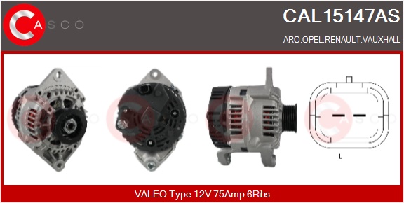 CASCO Generator cal15147as for OPEL RENAULT