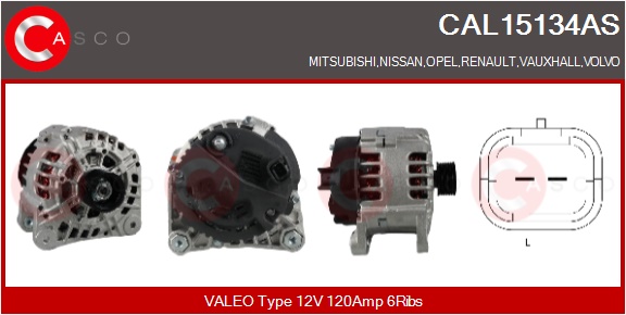 CASCO Generator cal15134as for OPEL VAUXHALL NISSAN RENAULT