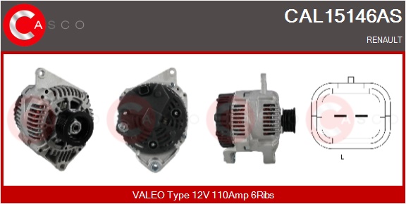 CASCO Generator cal15146as for RENAULT