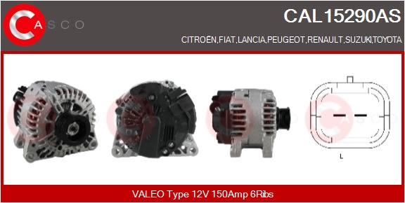 CASCO Generator cal15290as for CITROËN/PEUGEOT MITSUBISHI TOYOTA SUZUKI