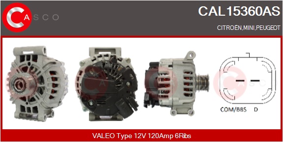 CASCO Generator cal15360as for BMW MITSUBISHI CITROËN/PEUGEOT