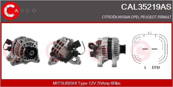 CASCO Generator cal35219as for MITSUBISHI CITROËN/PEUGEOT